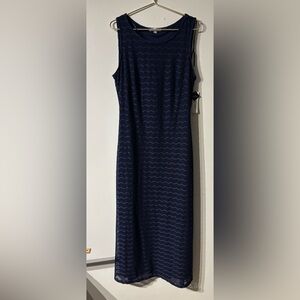 Sandra Darren Navy Sleeveless Midi Dress Size 14 Textured
(439)